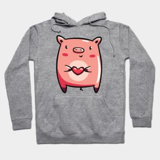 Cute Chibi Pig With Heart Hoodie